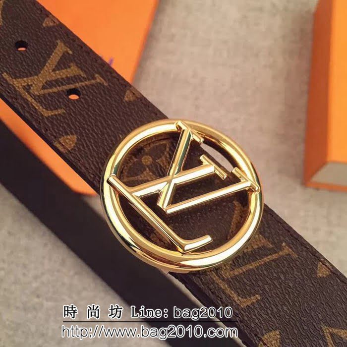 路易威登LV Monogram帆布 圓形LV logo 男士皮帶 LHG1227